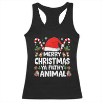 Merry Christmas Ya Filthy Animal Racerback Tank Top Funny Home Xmas Alone Movie Pajama - Wonder Print Shop