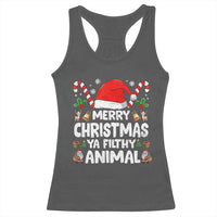 Merry Christmas Ya Filthy Animal Racerback Tank Top Funny Home Xmas Alone Movie Pajama - Wonder Print Shop