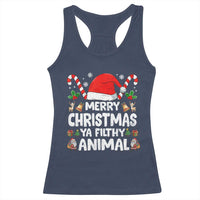 Merry Christmas Ya Filthy Animal Racerback Tank Top Funny Home Xmas Alone Movie Pajama - Wonder Print Shop