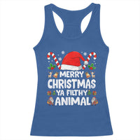 Merry Christmas Ya Filthy Animal Racerback Tank Top Funny Home Xmas Alone Movie Pajama - Wonder Print Shop