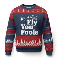 Funny Xmas Ugly Christmas Sweater Fly You Fools Fantasy Movie Santa Sleigh Reindeer - Wonder Print Shop