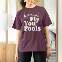 Funny Christmas T Shirt For Women Fly You Fools Fantasy Movie Santa Sleigh Reindeer - Wonder Print Shop