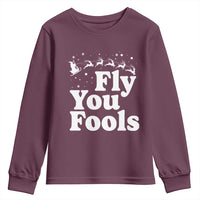 Funny Christmas Youth Sweatshirt Fly You Fools Fantasy Movie Santa Sleigh Reindeer - Wonder Print Shop