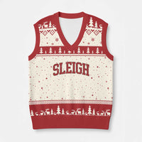 Sleigh Xmas V-Neck Knit Sweater Vest Funny Women Retro Merry Xmas Family Holiday - Wonder Print Shop