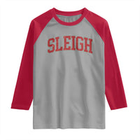 Sleigh Christmas Raglan Shirt Funny Women Retro Merry Xmas Family Holiday - Wonder Print Shop