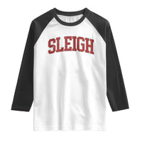 Sleigh Christmas Raglan Shirt Funny Women Retro Merry Xmas Family Holiday - Wonder Print Shop