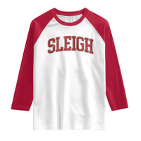Sleigh Christmas Raglan Shirt Funny Women Retro Merry Xmas Family Holiday - Wonder Print Shop