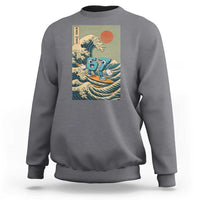 67 Surfing Japanese Sweatshirt Funny Great Wave Off Kanagawa Six Seven Brainrot Meme - Wonder Print Shop