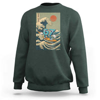 67 Surfing Japanese Sweatshirt Funny Great Wave Off Kanagawa Six Seven Brainrot Meme - Wonder Print Shop