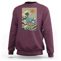 67 Surfing Japanese Sweatshirt Funny Great Wave Off Kanagawa Six Seven Brainrot Meme - Wonder Print Shop