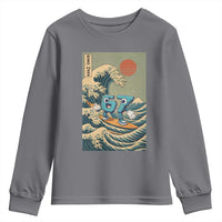67 Surfing Japanese Youth Sweatshirt Funny Great Wave Off Kanagawa Six Seven Brainrot Meme - Wonder Print Shop
