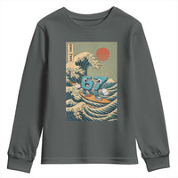 67 Surfing Japanese Youth Sweatshirt Funny Great Wave Off Kanagawa Six Seven Brainrot Meme - Wonder Print Shop