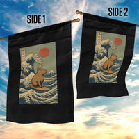 Capybara Surfing Japanese Garden Flag Vintage Great Wave Off Kanagawa Anime Kawaii - Wonder Print Shop