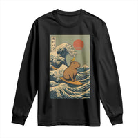Capybara Surfing Japanese Long Sleeve Shirt Vintage Great Wave Off Kanagawa Anime Kawaii - Wonder Print Shop