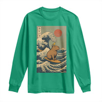 Capybara Surfing Japanese Long Sleeve Shirt Vintage Great Wave Off Kanagawa Anime Kawaii - Wonder Print Shop