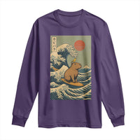 Capybara Surfing Japanese Long Sleeve Shirt Vintage Great Wave Off Kanagawa Anime Kawaii - Wonder Print Shop