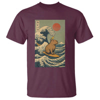 Capybara Surfing Japanese T Shirt Vintage Great Wave Off Kanagawa Anime Kawaii - Wonder Print Shop