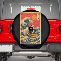 Panda Surfing Japanese Spare Tire Cover Vintage Great Wave Off Kanagawa Anime Kawaii - Wonder Print Shop