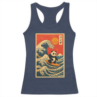 Panda Surfing Japanese Racerback Tank Top Vintage Great Wave Off Kanagawa Anime Kawaii - Wonder Print Shop