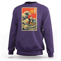 Panda Surfing Japanese Sweatshirt Vintage Great Wave Off Kanagawa Anime Kawaii - Wonder Print Shop