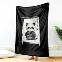 Kawaii Anime Samurai Panda Throw Blanket Vintage Sumi-e Japanese Art Funny Panda Lovers - Wonder Print Shop