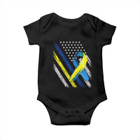 World Down Syndrome Day Baby Onesie Blue Yellow Ribbon American Flag T21 321