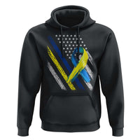 World Down Syndrome Day Hoodie Blue Yellow Ribbon American Flag T21 321