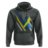 World Down Syndrome Day Hoodie Blue Yellow Ribbon American Flag T21 321