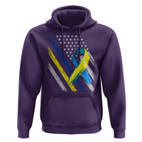World Down Syndrome Day Hoodie Blue Yellow Ribbon American Flag T21 321