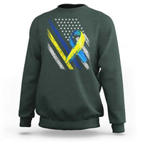 World Down Syndrome Day Sweatshirt Blue Yellow Ribbon American Flag T21 321