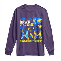 World Down Syndrome Day Long Sleeve Shirt Blue Yellow Ribbon Down Right Perfect Awareness Support