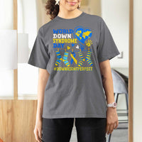 World Down Syndrome Day T Shirt For Women Blue Yellow Ribbon Down Right Perfect Awareness Support