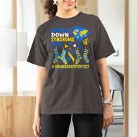 World Down Syndrome Day T Shirt For Women Blue Yellow Ribbon Down Right Perfect Awareness Support