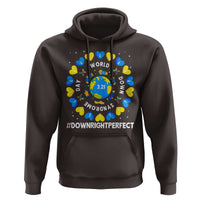 World Down Syndrome Day Hoodie 321 Awareness Support Blue Yellow Ribbon Down Right Perfect