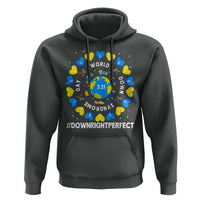 World Down Syndrome Day Hoodie 321 Awareness Support Blue Yellow Ribbon Down Right Perfect