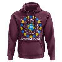 World Down Syndrome Day Hoodie 321 Awareness Support Blue Yellow Ribbon Down Right Perfect