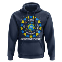 World Down Syndrome Day Hoodie 321 Awareness Support Blue Yellow Ribbon Down Right Perfect