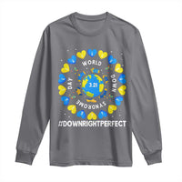 World Down Syndrome Day Long Sleeve Shirt 321 Awareness Support Blue Yellow Ribbon Down Right Perfect