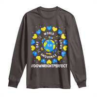 World Down Syndrome Day Long Sleeve Shirt 321 Awareness Support Blue Yellow Ribbon Down Right Perfect