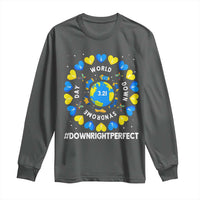 World Down Syndrome Day Long Sleeve Shirt 321 Awareness Support Blue Yellow Ribbon Down Right Perfect