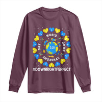 World Down Syndrome Day Long Sleeve Shirt 321 Awareness Support Blue Yellow Ribbon Down Right Perfect