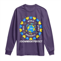 World Down Syndrome Day Long Sleeve Shirt 321 Awareness Support Blue Yellow Ribbon Down Right Perfect