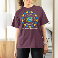 World Down Syndrome Day T Shirt For Women 321 Awareness Support Blue Yellow Ribbon Down Right Perfect