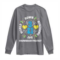 World Down Syndrome Day Long Sleeve Shirt 321 Awareness Support Blue Yellow Ribbon