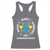 World Down Syndrome Day Racerback Tank Top 321 Awareness Support Blue Yellow Ribbon