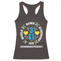 World Down Syndrome Day Racerback Tank Top 321 Awareness Support Blue Yellow Ribbon