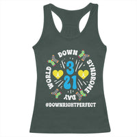 World Down Syndrome Day Racerback Tank Top 321 Awareness Support Blue Yellow Ribbon
