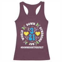 World Down Syndrome Day Racerback Tank Top 321 Awareness Support Blue Yellow Ribbon