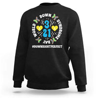 World Down Syndrome Day Sweatshirt 321 Awareness Support Blue Yellow Ribbon