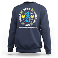 World Down Syndrome Day Sweatshirt 321 Awareness Support Blue Yellow Ribbon
